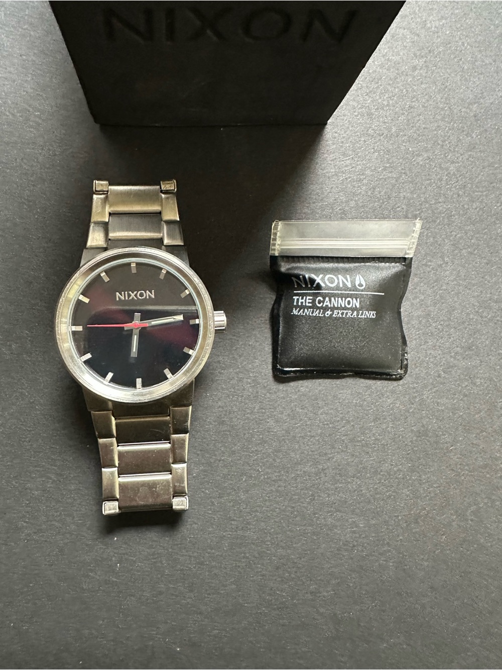 Nixon “Shoot to Thrill” The Cannon Stainless Steel Wristwatch. Needs battery
